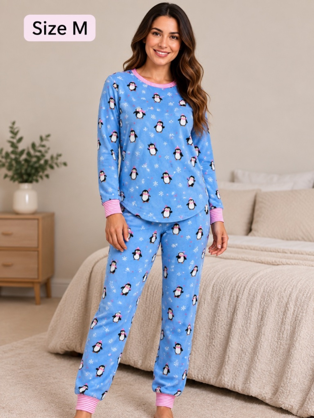 Cuddl Duds 2-Piece Holiday Birds-Themed Women’s Pajama Set – Size M – NWT